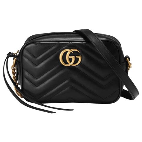 black gucci purse with gold chain|gucci marmont mini black.